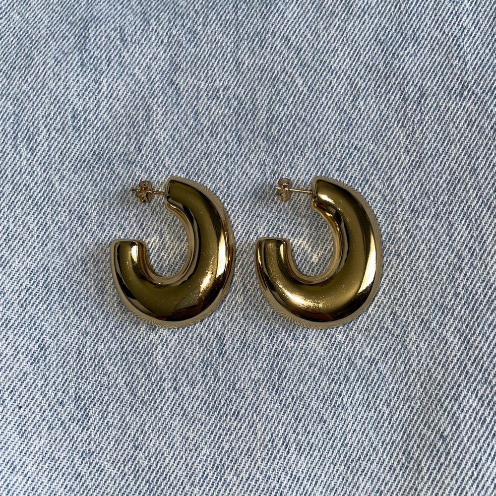 Chunky Gold-Plated Hoop Earrings